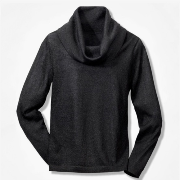 Coldwater Creek Tops - Coldwater Creek Black Metallic Cowl Neck Top Women Long Sleeve Size 1X